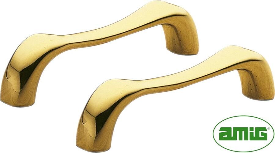 AMIG Luxe Handgreep Meubelgreep – Hartafstand 76mm 2 stuks Gepolijst Messing Goud