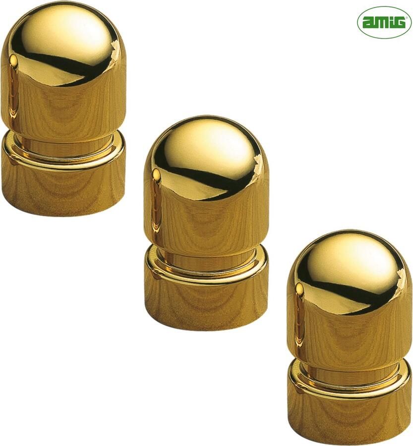AMIG Meubelknop Kastknop – 3 stuks – rond Ø18mm – 30mm hoog – Messing Goud