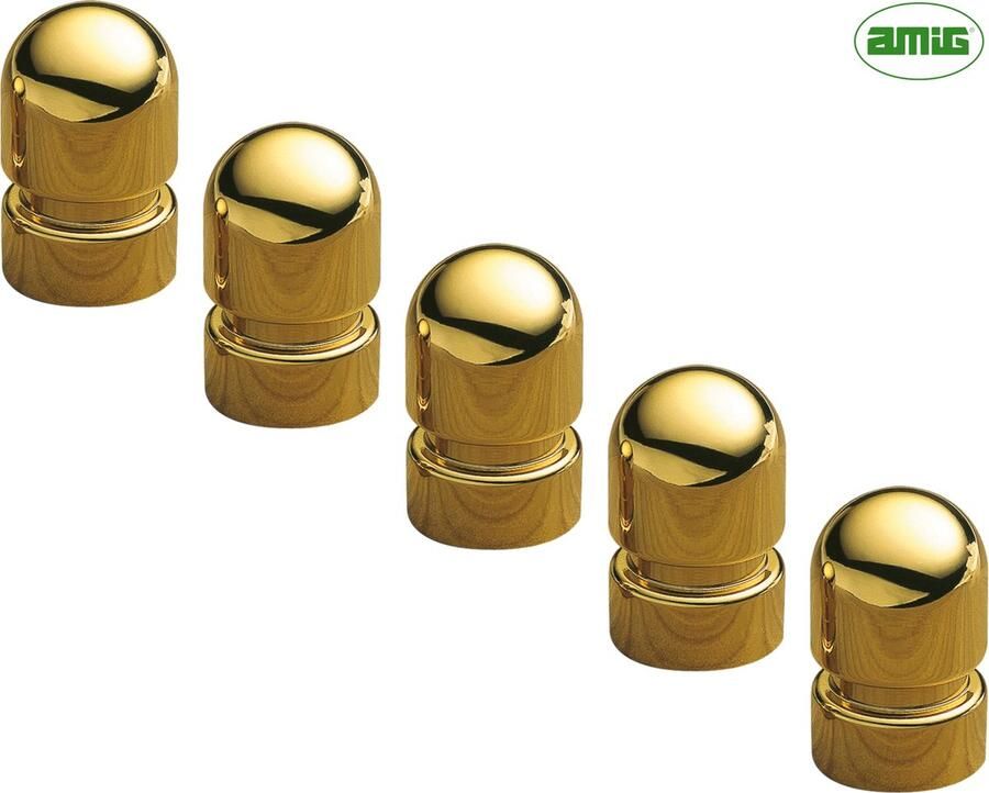 AMIG Meubelknop Kastknop – 5 stuks – rond Ø18mm – 30mm hoog – Messing Goud