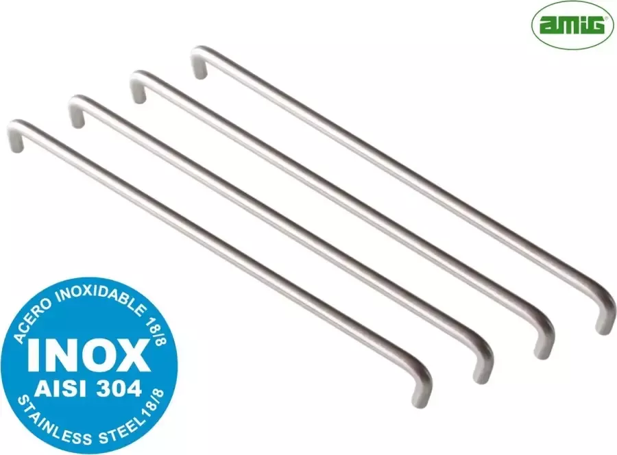AMIG Luxe Handgreep Meubelgreep – 320mm – Ø10mm 4 stuks massief RVS AISI 304