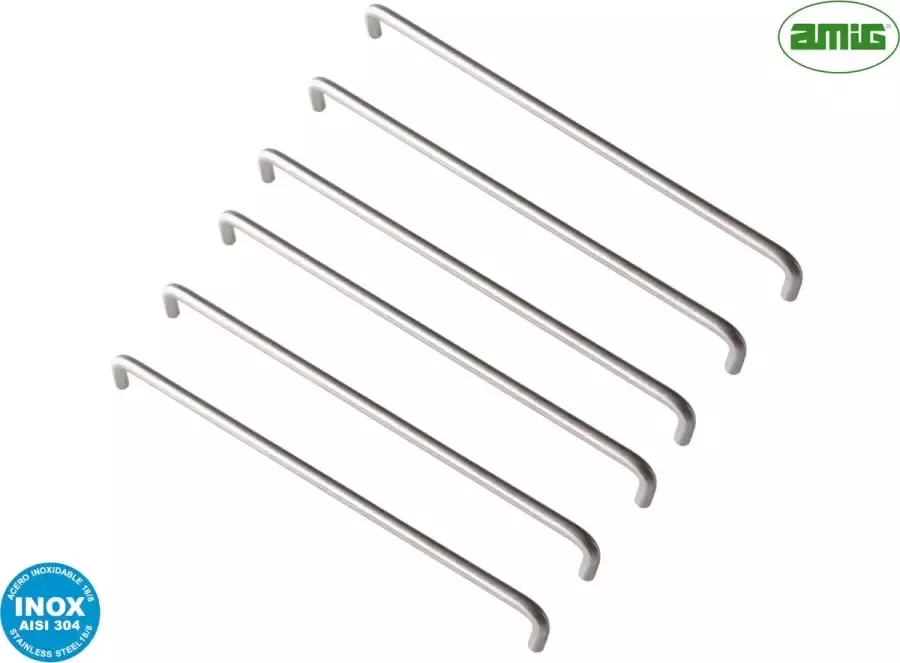 AMIG Luxe Handgreep Meubelgreep – 320mm – Ø10mm 6 stuks massief RVS AISI 304