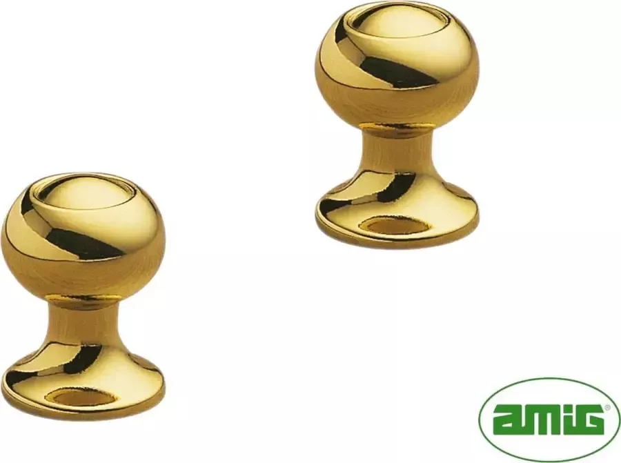 AMIG Meubelknop Kastknop – 2 stuks – rond Ø18mm – 25mm hoog – Messing