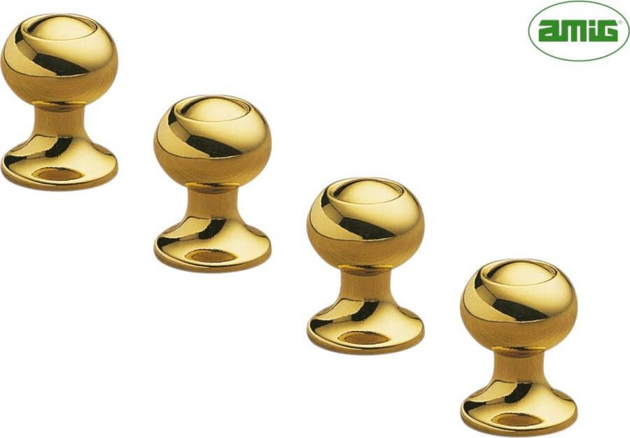AMIG Meubelknop Kastknop – 4 stuks – rond Ø18mm – 25mm hoog – Messing