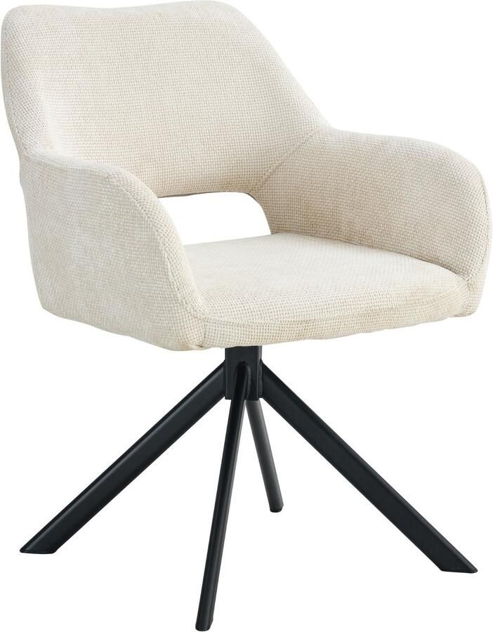 Ams Living Eetkamerstoel Draaibaar Luxe afwerking Stof Kleur Beige Gebroken Wit Eettafel Stoelen Design Stoelen Eettafel