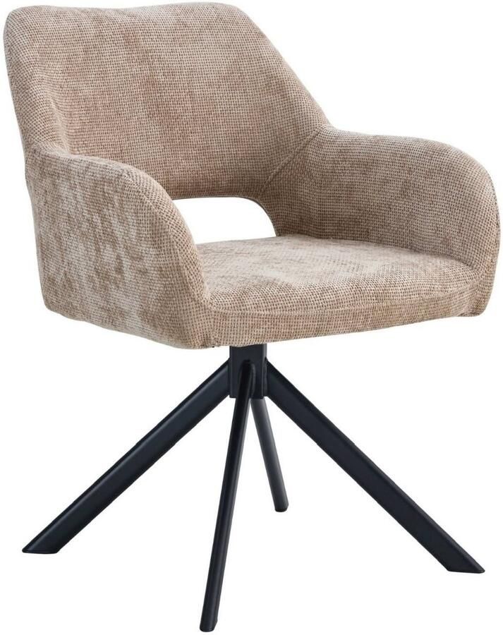 Ams Living Eetkamerstoel Draaibaar Luxe afwerking Stof Kleur Taupe Zand Bruin Eettafel Stoelen Design Stoelen Eettafel