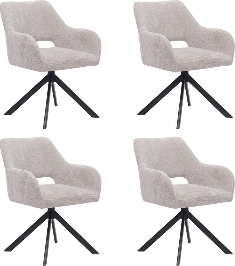 Ams Living Eetkamerstoel Draaibaar Set van 4 Luxe afwerking Stoffen Stoel met Metalen Poot Kleur Licht Grijs Eettafel Stoelen 4 x Design Stoelen Eettafel