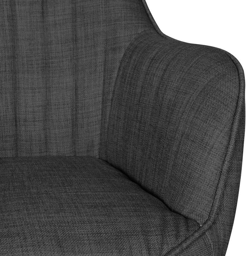 Ervesto bureaustoel MARA antraciet stoffen design draaifauteuil met rug 120 kg Retro bureaustoel draaifauteuil met zwenkwielen Designer schelpstoel comfortabel PC stoel bureaustoel kantoor bureaustoelen