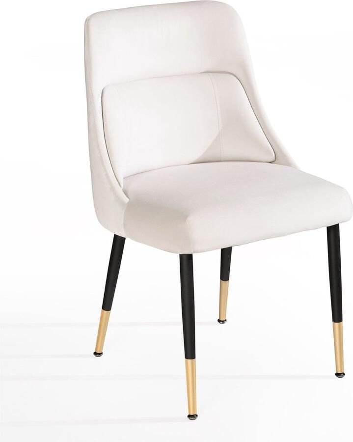 Amstyle eetkamerstoel fluweelbeige keukenstoel met zwarte poten schelpstoel modern gestoffeerde stoel met stoffen bekleding stoel bekleed met geïntegreerd rugkussen