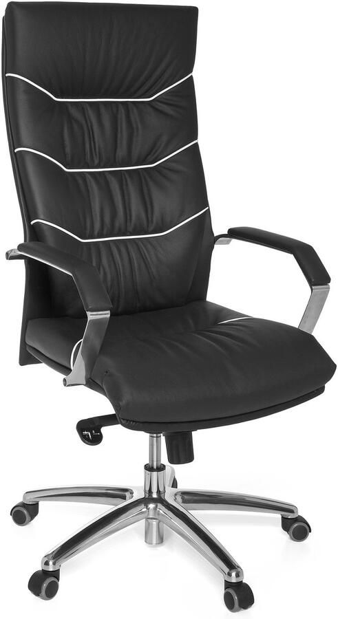 Amstyle Bureaustoel FERROL leer zwart 70 cm