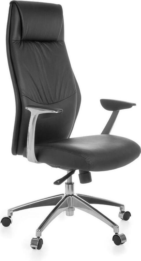 Amstyle Bureaustoel echt leer zwart 58 cm breed - Foto 2