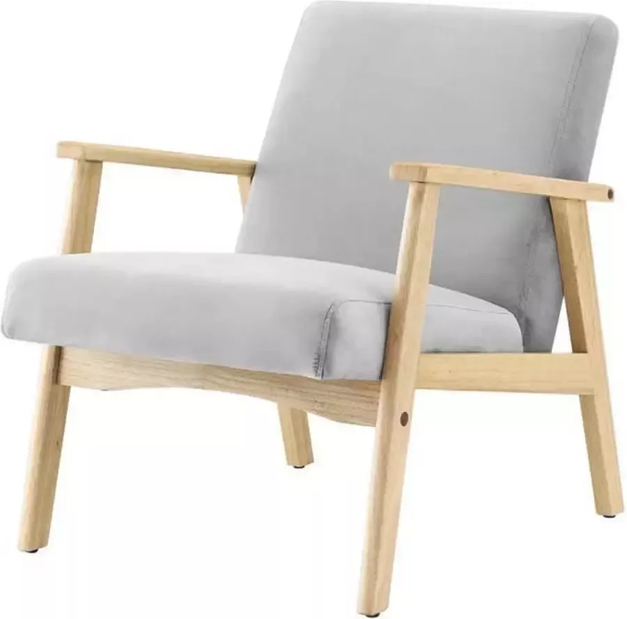 Andere TULIO Scandinavische fauteuil Grijze stof en massief hout L 63 x D 78 x H 75 cm