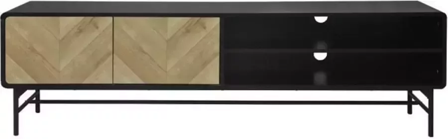 Merkloos 2-deurs tv-meubel Hout en zwart metaal L 180 x D 40 x H 52 BROOKLYN