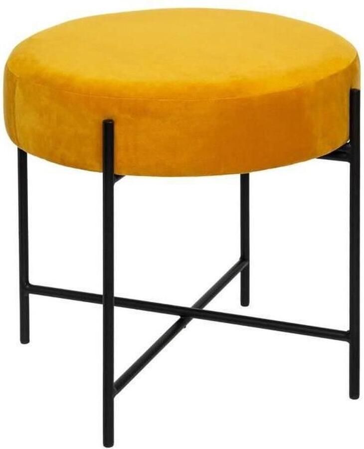 Anders ATMOSPHERA kruk in oker fluweel en metalen poten