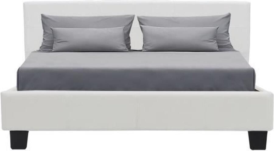 Anders Bed voor volwassenen 140 x 190 cm Witte imitatie Inclusief boxspring KANSAS