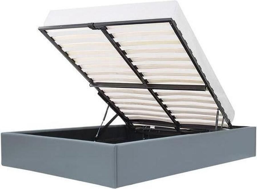 Anders Bed voor volwassenen 160 x 200 cm met opbergdoos Faux Grey ECLIPSE