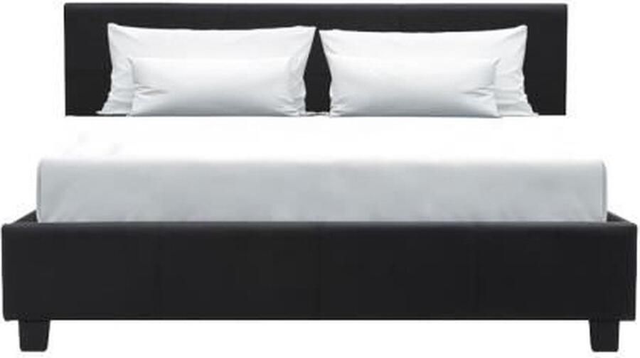 Anders Bed voor volwassenen of kinderen 140 x 190 cm Imitatie zwart Imitatie Inclusief boxspring KANSAS