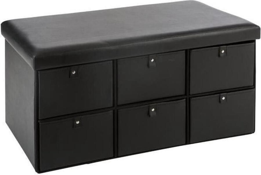 Anders Dubbele opvouwbare poef met 6 laden zwart