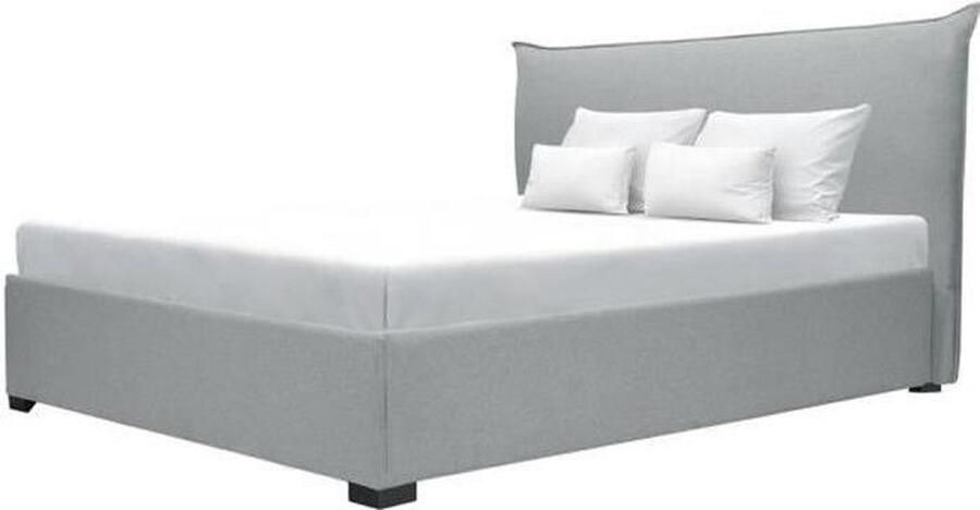 Anders Klassiek bed voor volwassenen Lichtgrijze stof Inclusief boxspring 160 x 200 cm KUSSEN