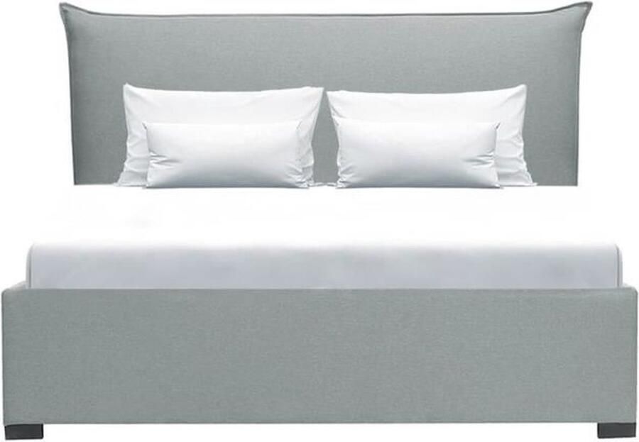 Anders Klassiek opbergbed voor volwassenen Lichtgrijze stof Inclusief boxspring 140 x 190 cm KUSSEN