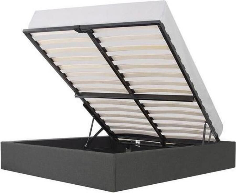 Anders Volwassen bed 140 x 190 cm + opbergdoos Donkergrijze stof Inclusief bedbodem ECLIPSE