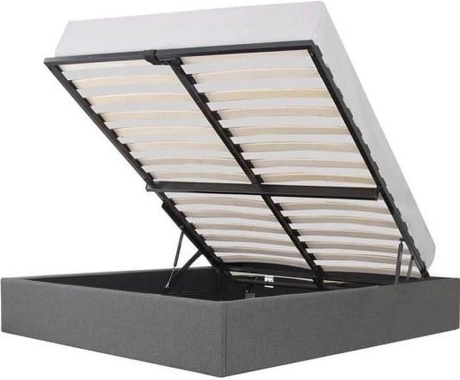 Anders Volwassen bed 160 x 200 cm + opbergdoos Lichtgrijze stof ECLIPSE