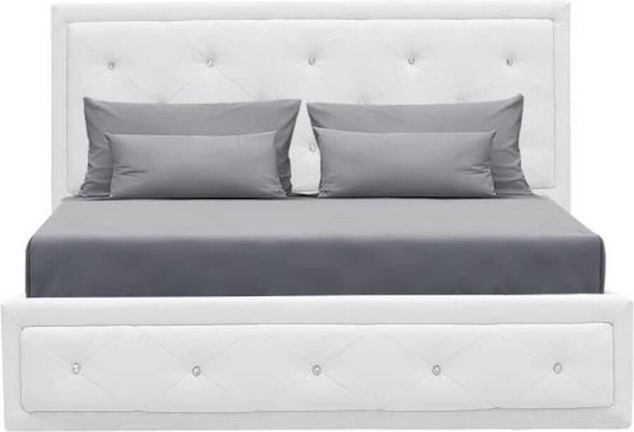 Anders Volwassen bed 160 x 200 cm + opbergdoos Witte imitatie Inclusief boxspring VIRGINIA