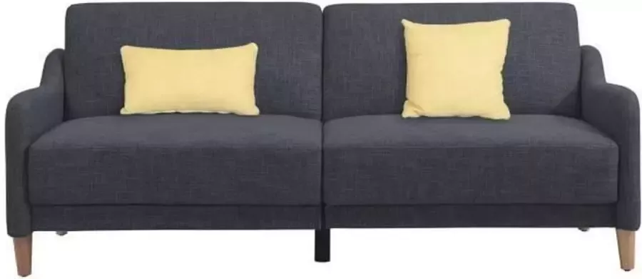 Merkloos ANGELES Clic-Clac 3 zits modern Grijze stof met kussens L 196 x D 91 x H 81 cm