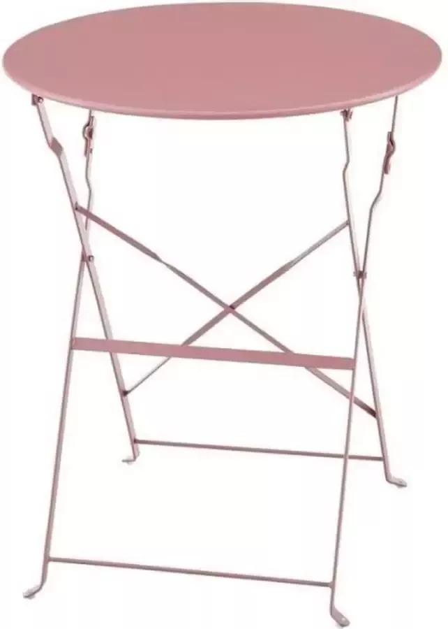 Anders Bistroset voor 2 personen 60 cm ronde tafel met 2 stoelen Gepoedercoat staal Roze