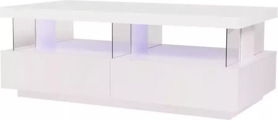 Anders BLUE LIGHT Salontafel en ledlamp Wit L 120 x D 60 x H 45 cm