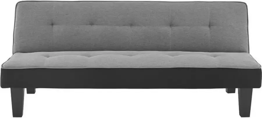 Merkloos CELIA Contemporary 3-zits Clic-Clac gestoffeerde bank Grijze stof en zwarte imitatie L 168 x D 73 x H 71 cm