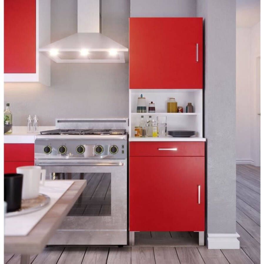 Anders ECO Keuken dressoir L 60 cm Rood en mat wit