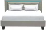 Anders EDOUARD Volwassen bed 140 x 190 cm met LED-verlichtingssysteem Modern Faux Taupe Inclusief boxspring - Thumbnail 1