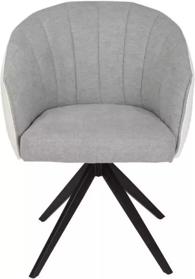 Anders Eetkamerstoel Lichtgrijs en wit fluweel L 61 5 x D 61 x H 79 5 cm MANON