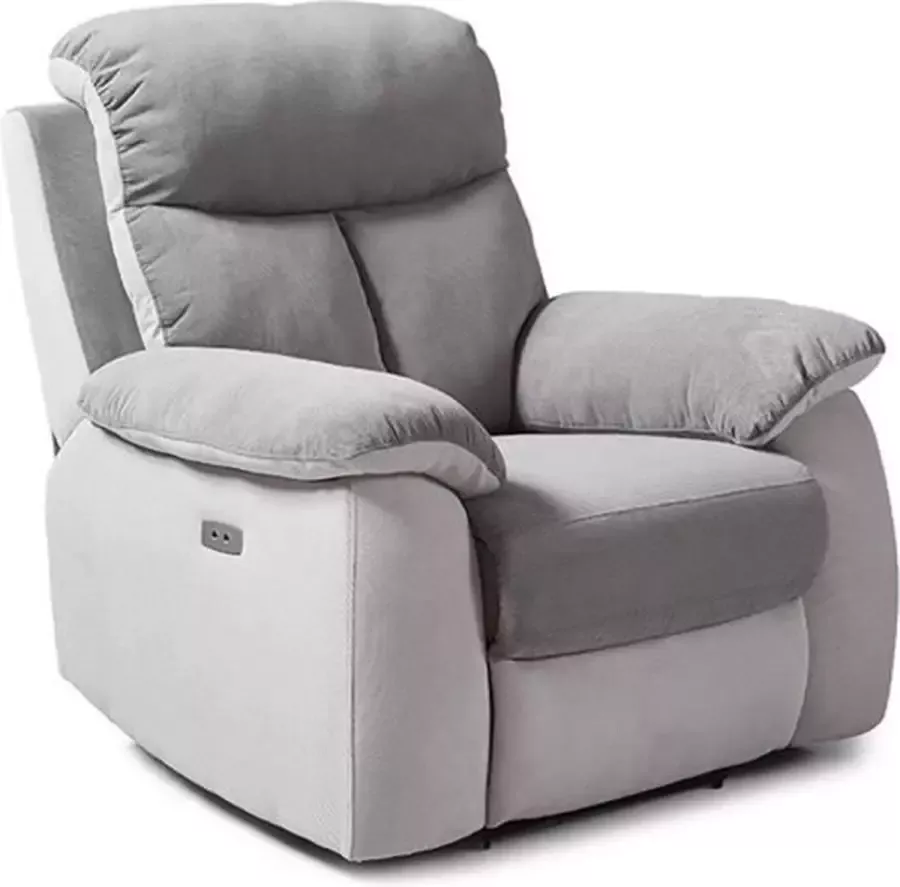 Cstore Elektrische Relaxfauteuil Lichtgrijze En Donkergrijze Stof L 97 X D 94 X H 101 Cm Belem