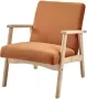 Anders Fauteuil in Terracotta Velvet Natuurlijke houten poten L 63 x D 78 x H 75 cm TULIO - Thumbnail 1