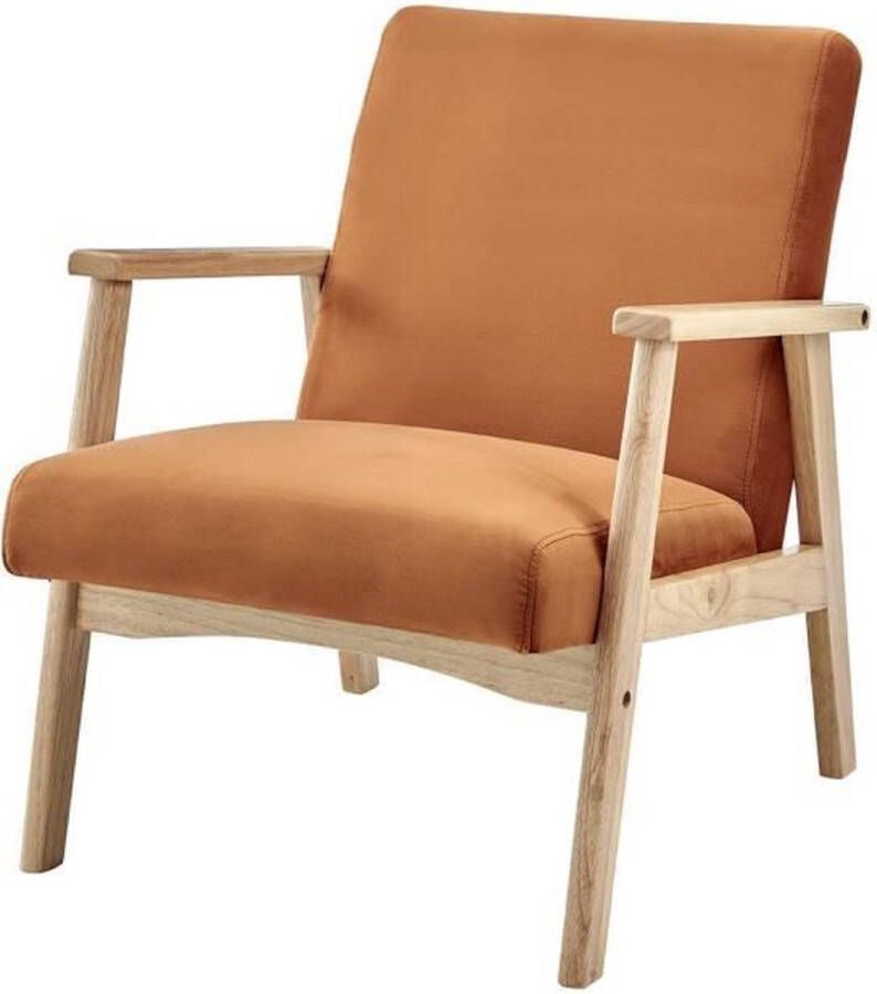 Anders Fauteuil in Terracotta Velvet Natuurlijke houten poten L 63 x D 78 x H 75 cm TULIO