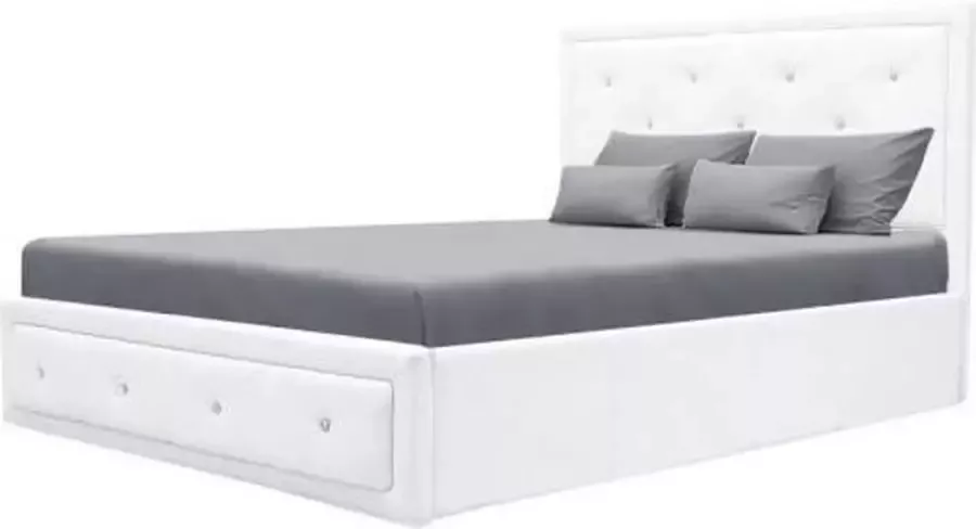 Anders Gewatteerd bed voor volwassenen 140 x 190 cm Zwarte imitatie Inclusief boxspring VIRGINIA