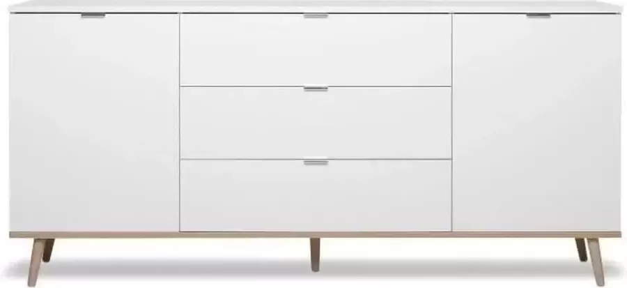 Merkloos GÖTEBORG Laag dressoir Scandinavische stijl Eiken en wit decor L 180 cm - Foto 3