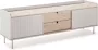 Anders HORIZON TV meubel met schuifdeuren 2 lades wit metaal en gebleekt eiken modern Scandinavisch L160XP40XH52cm - Thumbnail 1