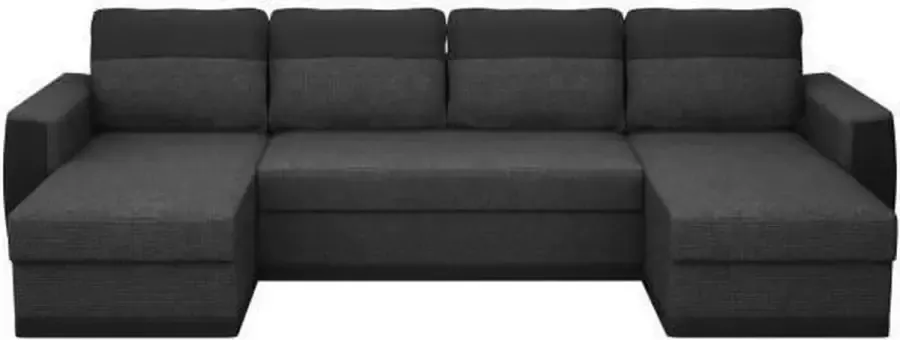 Anders JAMES Omvormbare hoekbank met 5 plaatsen kunstleer en stof zwart en antraciet L 298 x D 142 x H 85 cm