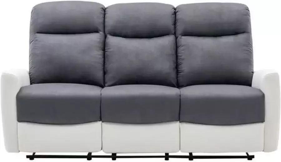 Merkloos Handmatige relaxbank 3 zitplaatsen JESS Witte en grijze stof L 185 x D 97 x H 98 cm