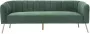 Anders MATHIS Retro 3-zitsbank Blauwgroen fluweel en massief houtstructuur L 207 x D 87 x H 77 cm - Thumbnail 1