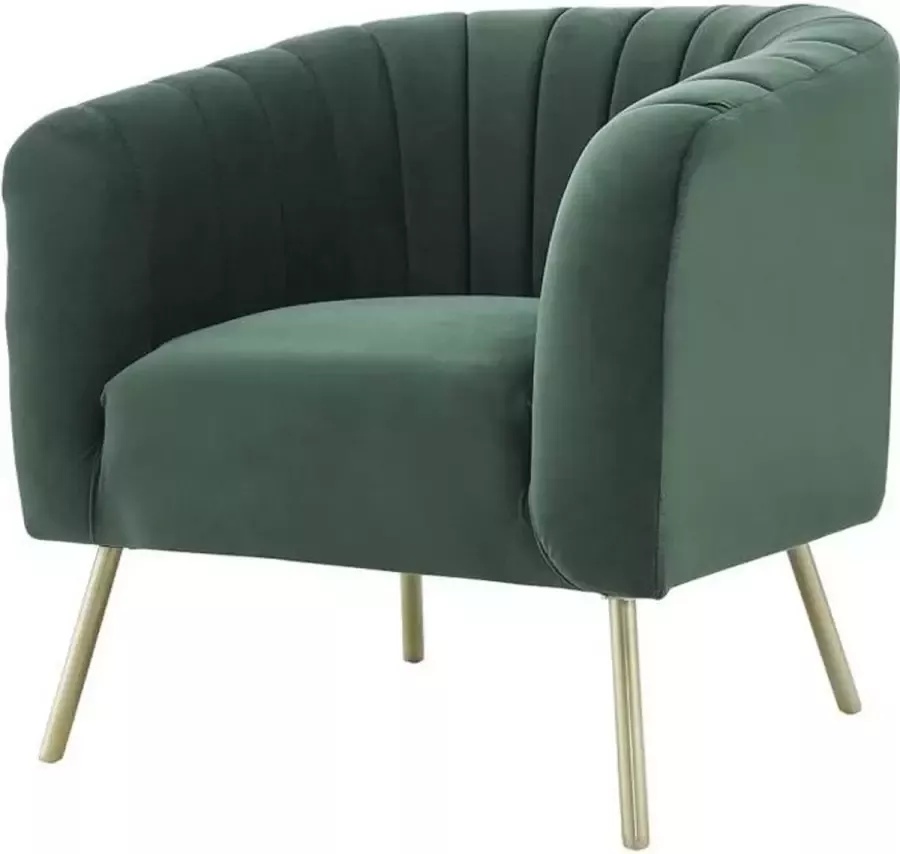 Anders MATHIS Retro fauteuil Fluweel en celadonblauw massief hout L 79 x D 70 x H 71 cm