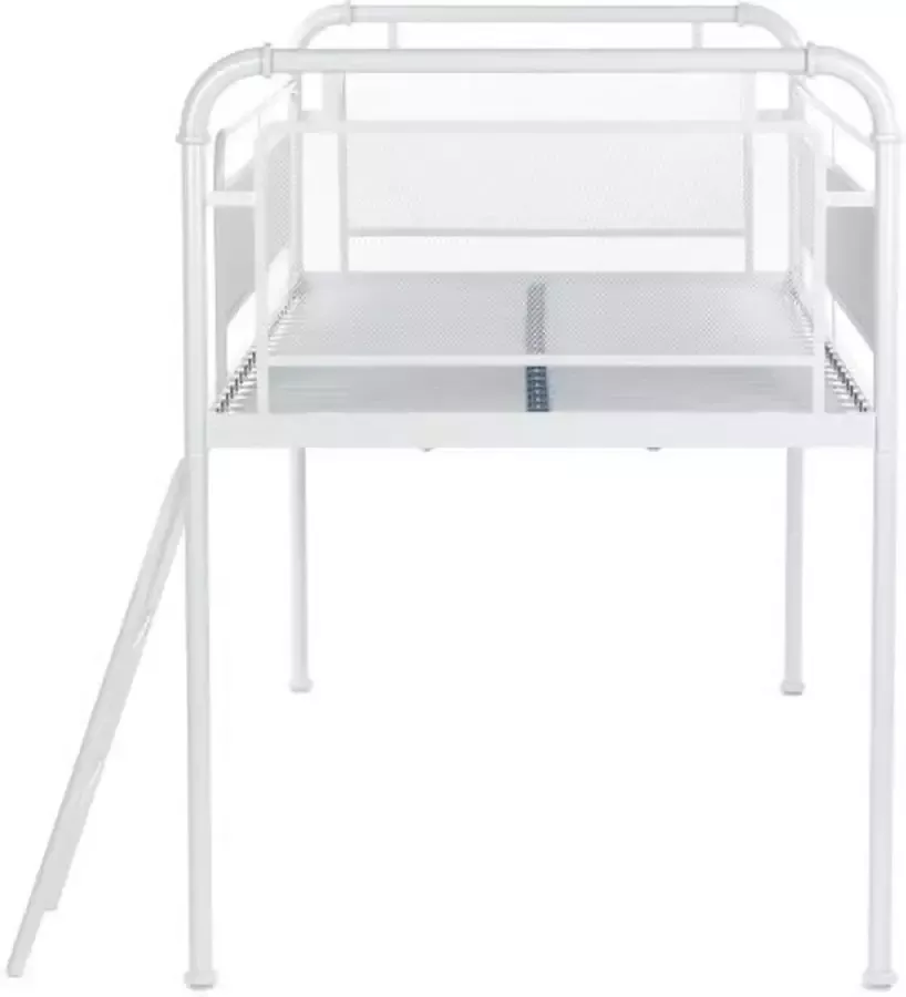 Anders Metalen verhoogd kinderbed 90 x 190 cm Lichtgrijs Inclusief boxspring JULI