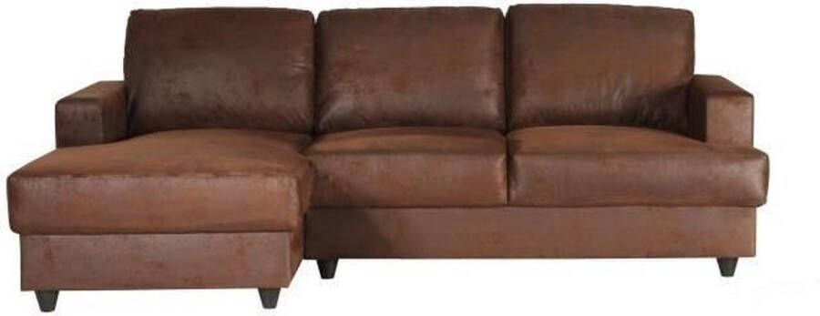 Merkloos 4-zits hoekbank rechts Vintage bruine stof Eigentijds L 215 x D 140 x H 86 cm PAUL - Foto 2