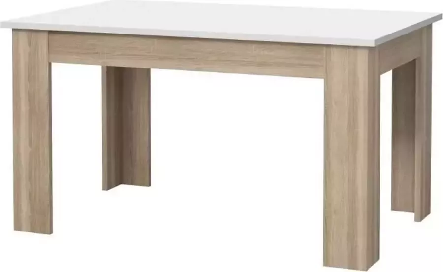 Merkloos PILVI Eettafel Wit en sonoma eiken L 140 x I90 x H 75 cm - Foto 2