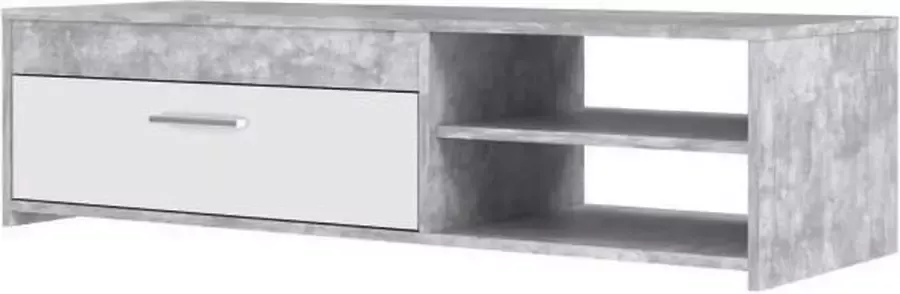 Cstore PILVI Eigentijds tv-meubel Wit en lichtgrijs beton B 120 x D 42 1 x H 31 8 cm