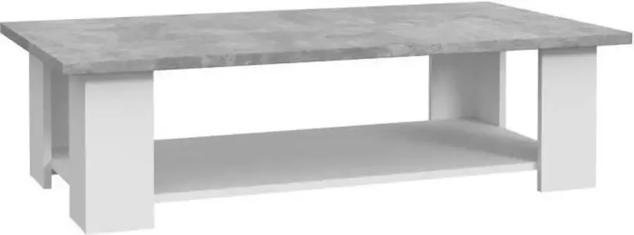 Merkloos PILVI Salontafel 2 dienbladen Eigentijdse stijl Melaminedeeltjes Wit en licht betondecor L 110 x D 60 x H 31 cm