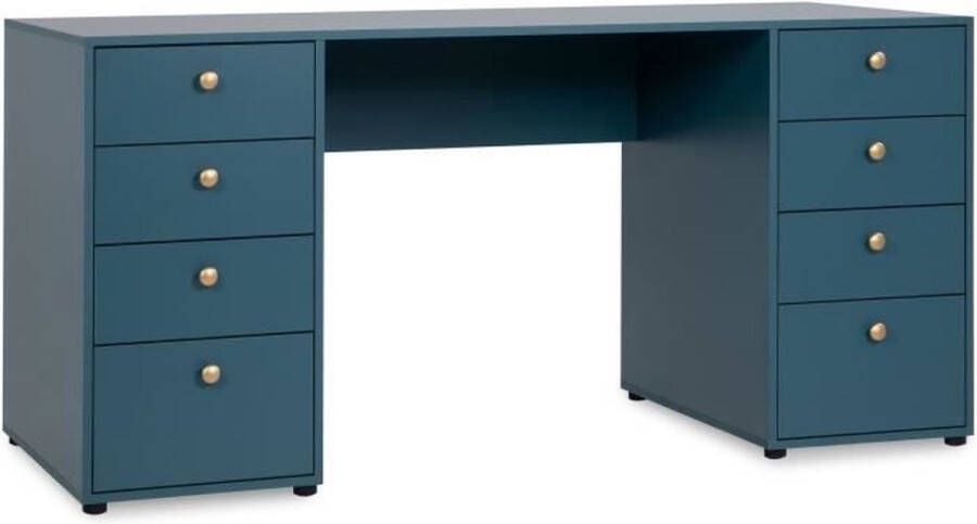 Anders Recht bureau met 8 lades Petrolblauw 160 x 67 x 75 cm Pop Color