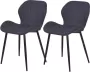 Anders Set van 2 stoelen Antracietgrijze stof Metalen poten L 51 x D 49 x H 49 cm - Thumbnail 1